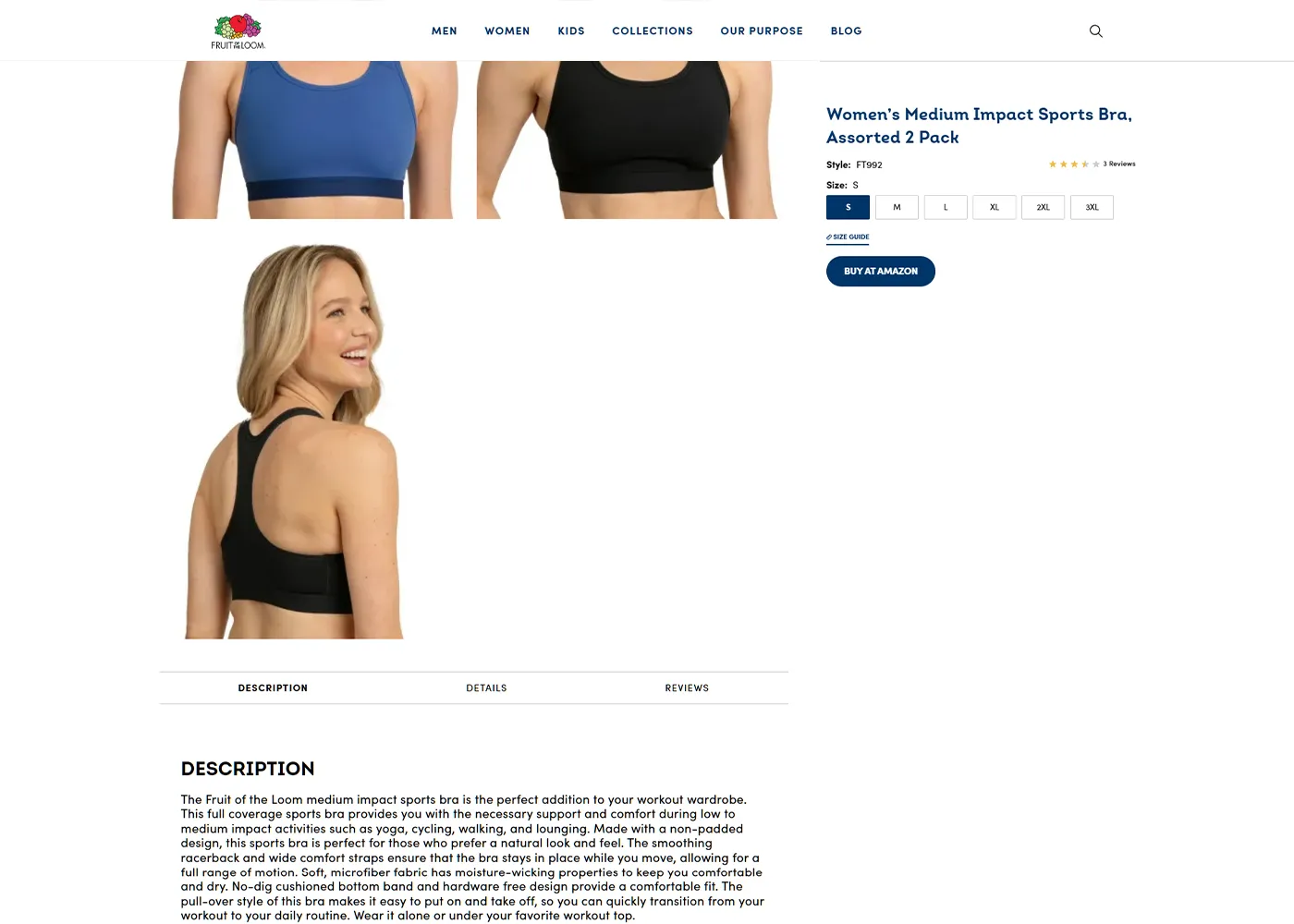 A screenshot of Fruit of the Loom`s desktop site