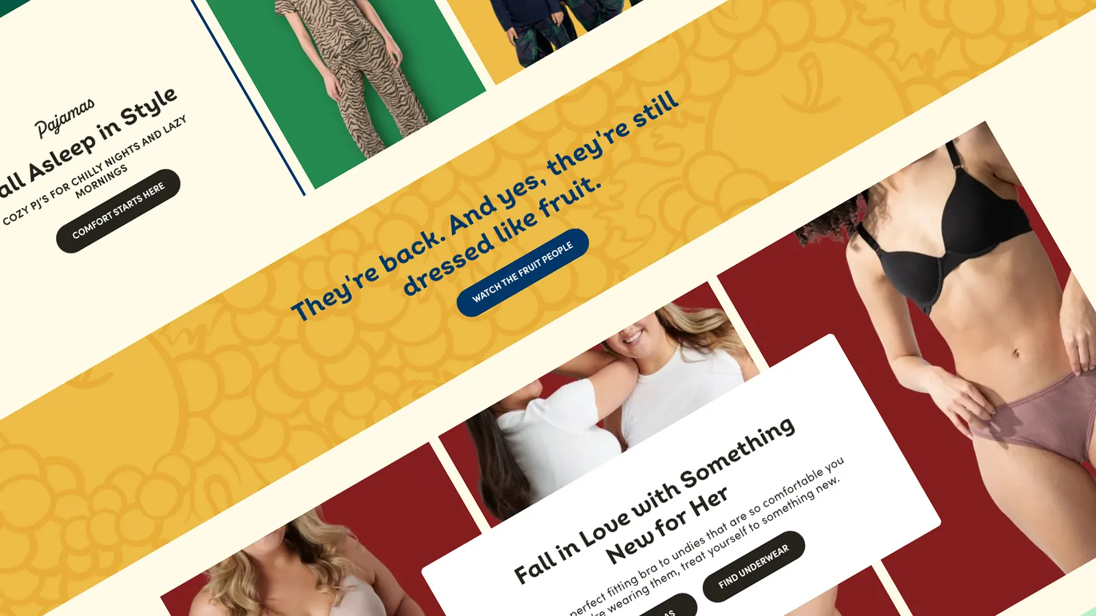 A zoomed in screenshot of Fruit of the Loom`s website.
