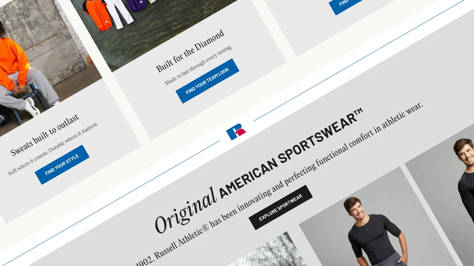 A zoomed in screenshot of Russell Athletic`s website.