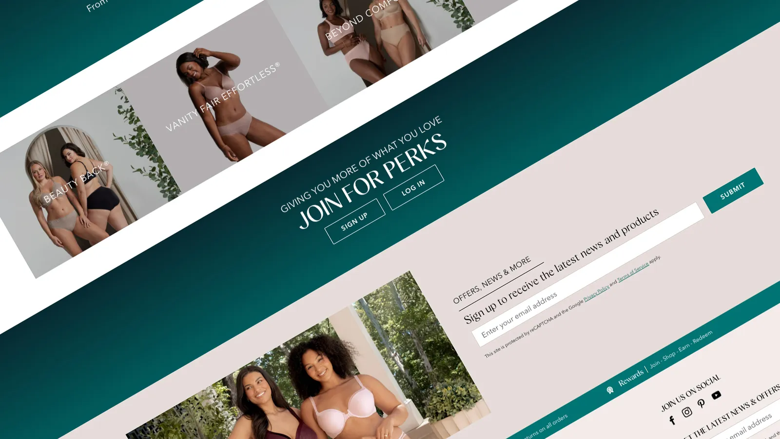 A zoomed in screenshot of Vanity Fair Lingerie`s website.