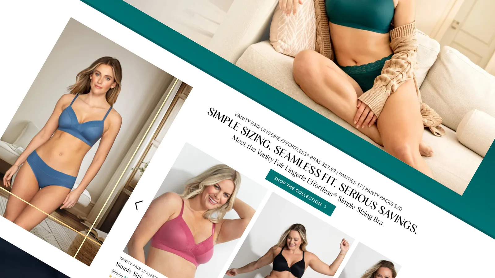 A zoomed in screenshot of Vanity Fair Lingerie`s website.